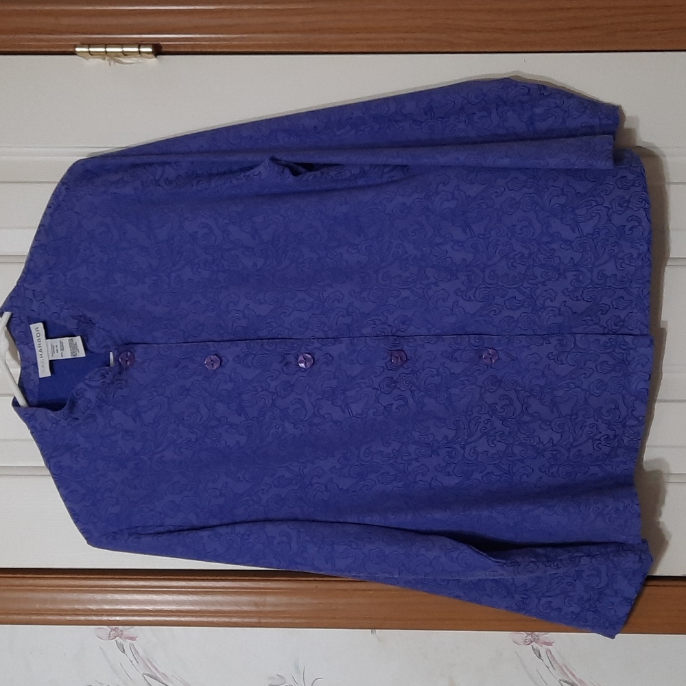 purple printed blouse